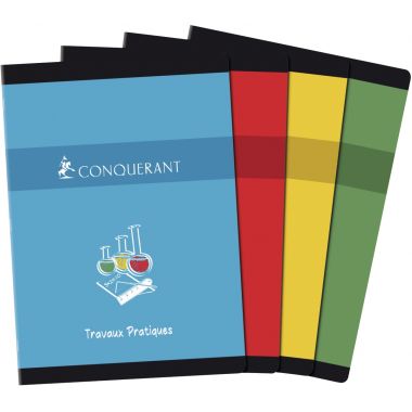 Cahier travaux pratiques CONQUERANT, piqûre 96 pages, format A4, seyès 70g/uni 90g, couverture carte