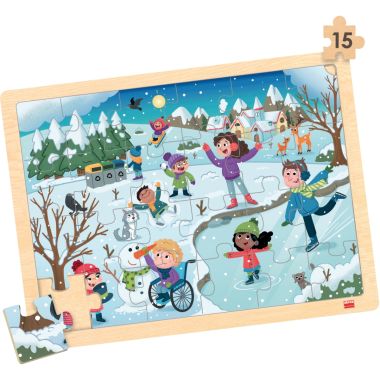 Lot de 4 puzzles à cadre en bois 15 pièces, les saisons
