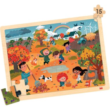 Lot de 4 puzzles à cadre en bois 15 pièces, les saisons