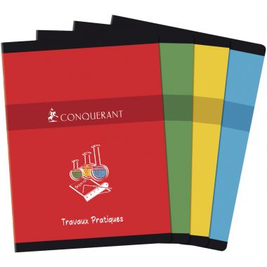 Cahier travaux pratiques CONQUERANT, piqûre 96 pages, 24x32 cm, seyès 70g/uni 90g, couverture carte