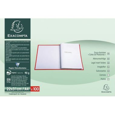 Exacompta - Paquet de 100 sous-chemises côtes de plaidoiries blanc - 820017E
