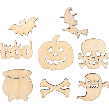 Lot de 24 embellissements thème halloween en bois