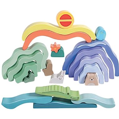 Blocs à empiler en bois, nature et animaux