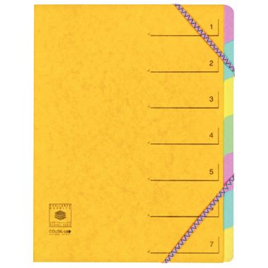 Trieur en carte lustrée avec élastiques 7 compartiments, coloris assortis