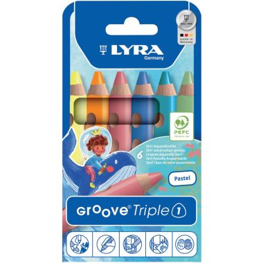 Étui de 6 crayons de couleur Groove Triple pastel