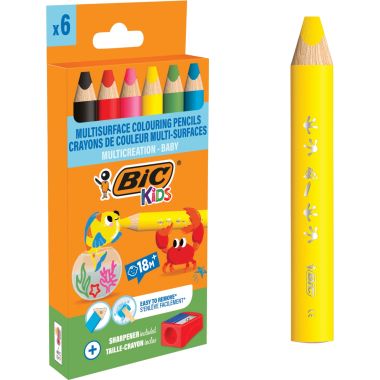Etui de 6 crayons multi surface baby assortis