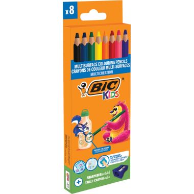 Etui de 8 crayons Multi surface fin assortis