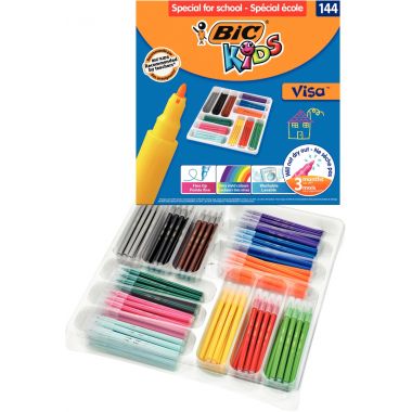 Bic - Classpack de 144 feutres Visa assortis - 8878381