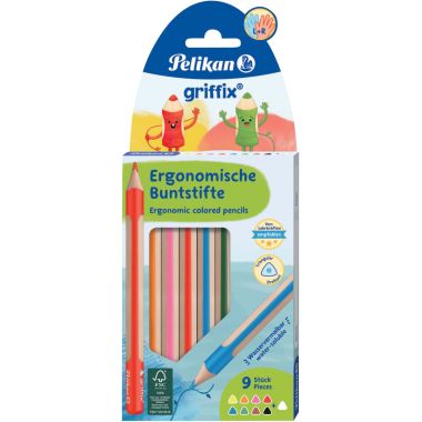 Etui de 9 crayons de couleurs Griffix assortis