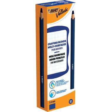 Boîte de 12 crayons Multi surface fin bleus