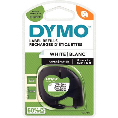 Dymo - Recharge lettre papier 12 mm x 4 m  noir sur blanc - S0721510