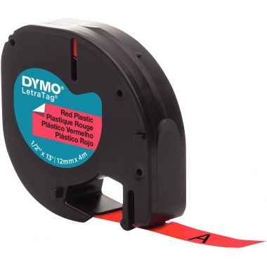 Recharge lettre plastique 12 mm x 4 m  noir sur rouge