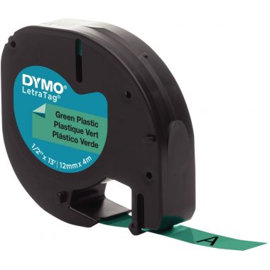 Recharge lettre plastique 12 mm x 4 m  noir sur vert