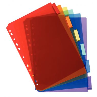 Jeu de 6 intercalaires à onglets personnalisables en polypropylène coloré, format A4