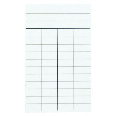 Paquet de 1000 fiches de prêt, 4 colonnes dimensions : 12,5 x 7,5 cm