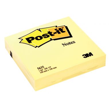 Bloc 200 feuilles notes repositionnables unies 100x100 mm coloris jaune