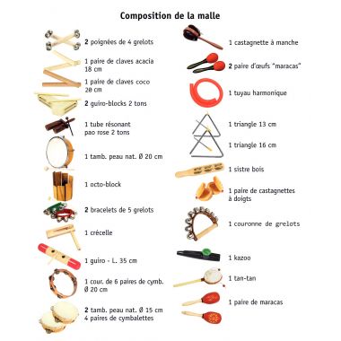 Malle bleue avec 28 instruments de musique