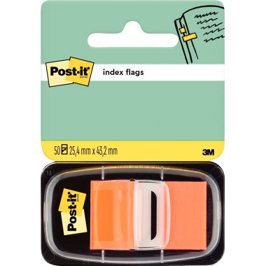 Carte de 50 index post-it repositionnables format 25,4 x 43 mm orange