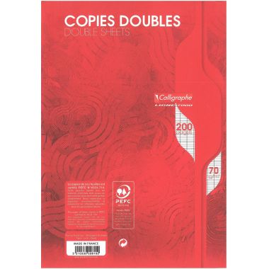 Sachet de 50 copies doubles NON perforées, format A4, seyès, papier 70g, blanc