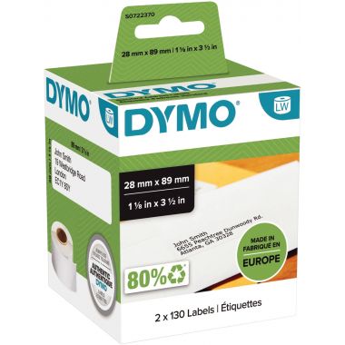 Dymo - Boite de 2 rouleaux de 130 étiquettes adresse 28 x 89 mm - S0722370