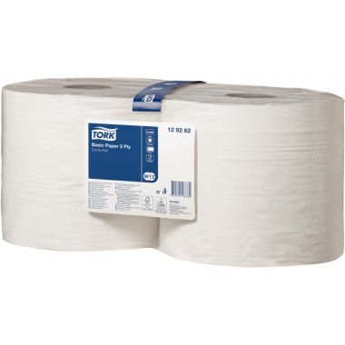 Tork - Lot de 2 bobines d'essuyage industriel 1000 feuilles blanches - 129262