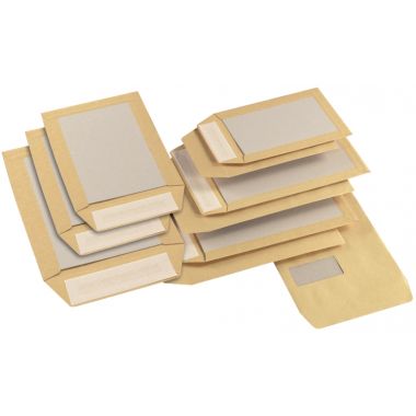 Boite de 100 pochettes dos cartonné 230x320mm bande siliconnée