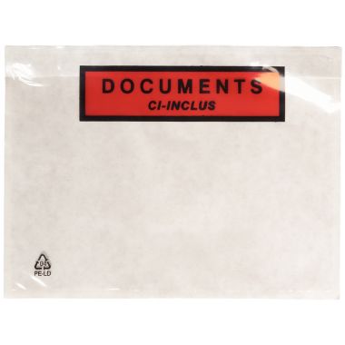 Boite de 1000 pochettes adhésives "documents ci-inclus" 162x120mm