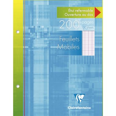 Clairefontaine - Etui de 100 feuillets mobiles, format 17x22 cm, séyès, papier 90g, blanc - 1351C