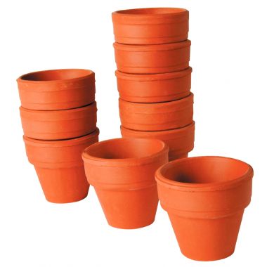 Lot de 10 pots en terre cuite, hauteur 4 cm