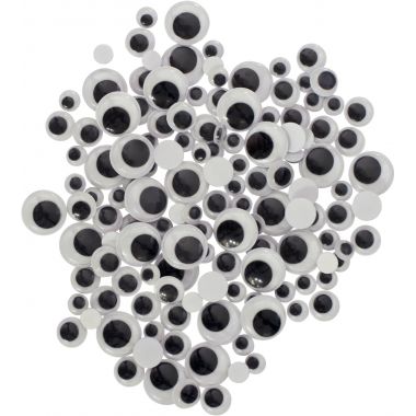 Sachet de 150 yeux mobiles adhésifs. 3 diamètres assortis