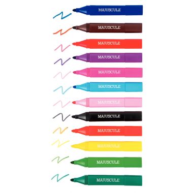 Boîte de 12 feutres triangulaires Majuscule assortis