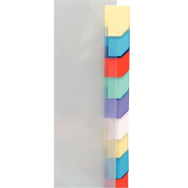 Jeu de 12 pochettes intercalaires en polypropylène + onglets colorés, format A4