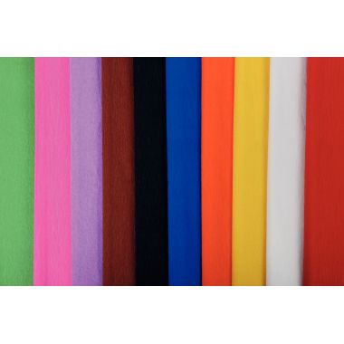 Paquet de 10 feuilles crépon ordinaire 200 x 50 cm couleurs assorties
