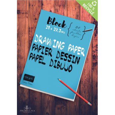 Bloc de 40 pages à dessin 120g format A4 uni