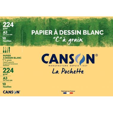Pochette de 10 feuilles à dessin C à grain 224g 29,7x42cm
