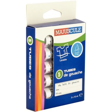 Boîte de 5 tubes 10ml de gouache en pâte MAJUSCULE, couleurs primaires assorties
