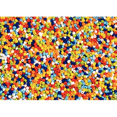 Bocal de 500 grammes de perles rocailles opaques cylindriques diamètre 5 mm assortis