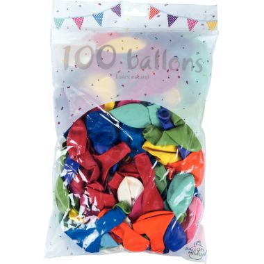 Sachet de 100 ballons de baudruche couleurs assorties