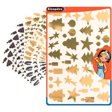 Pochette de 440 gommettes adhésives métallisées modèle fête, coloris or et argent