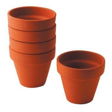Lot de 5 pots en terre cuite, hauteur 9 cm