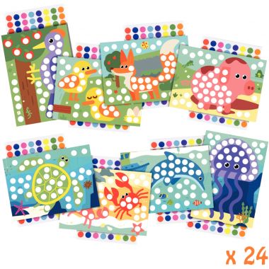 Pack 24 ateliers gommettes animaux