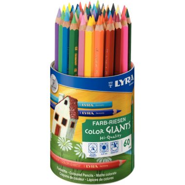 Pot de 60 crayons de couleur mines diamètre 6,25mm assortis
