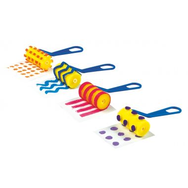 Sachet de 12 rouleaux à tracer fantaisie, 70 mm. 4 empreintes assorties