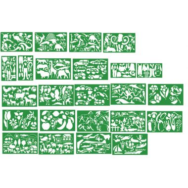 Lot de 24 pochoirs en plastique thèmes assortis