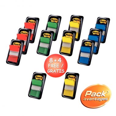 Post-it - 12 Lots de 50 index standards repositionnables assortis dont 4 cartes de 50 index gratuits