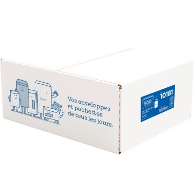 Boite de 500 enveloppes blanches 110x220mm 80g autocollante fenêtre 45x100mm