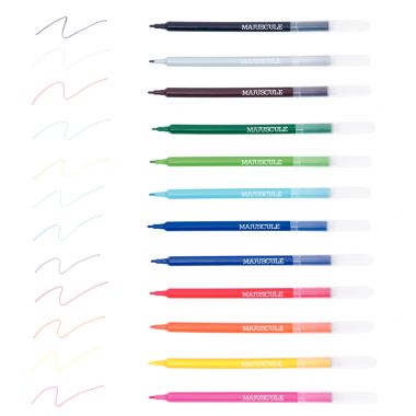 Pochette de 12 feutres Majuscule pointe fine assortis