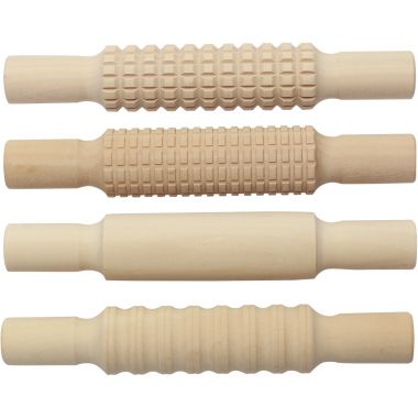 Lot de 4 rouleaux en bois à empreinte