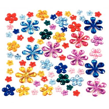 Sachet de 200 pierres décoratives en plastique à coller forme Flaconeurs assorties