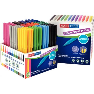 Classpack de 144 feutres Majuscule pointe moyenne assortis - MJ971484400